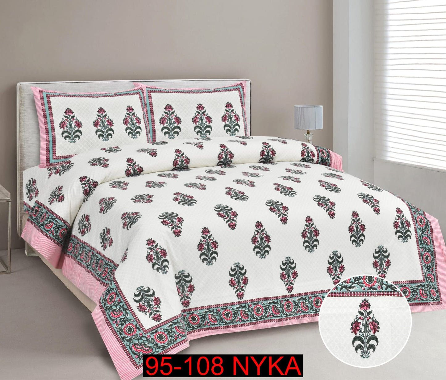 King Size Cotton-Viscose Blend Bedsheet Set with Zippered Pillow Covers (95x108 Inches)