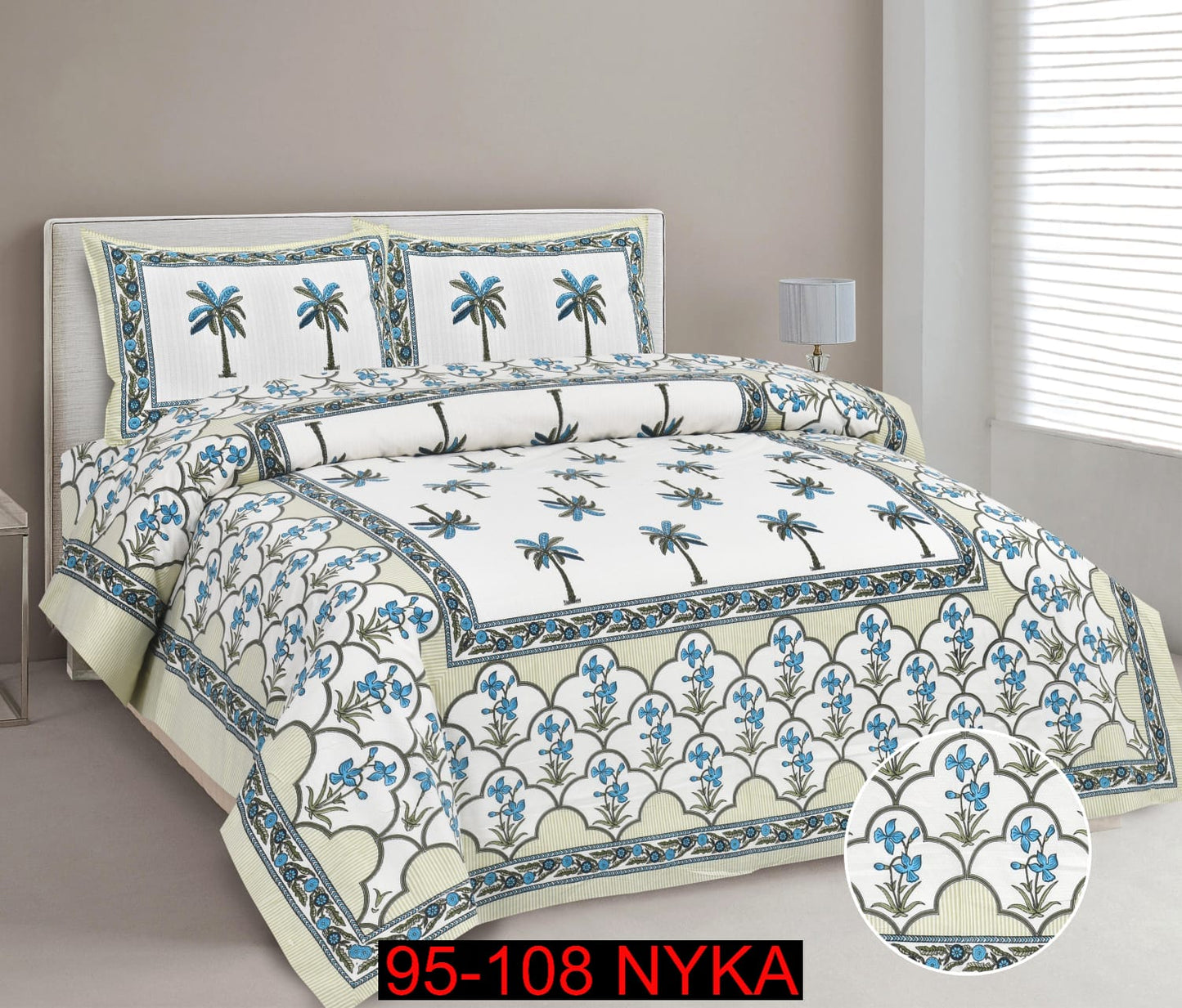 King Size Cotton-Viscose Blend Bedsheet Set with Zippered Pillow Covers (95x108 Inches)