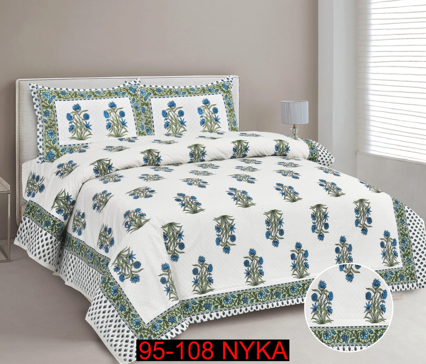 King Size Cotton-Viscose Blend Bedsheet Set with Zippered Pillow Covers (95x108 Inches)