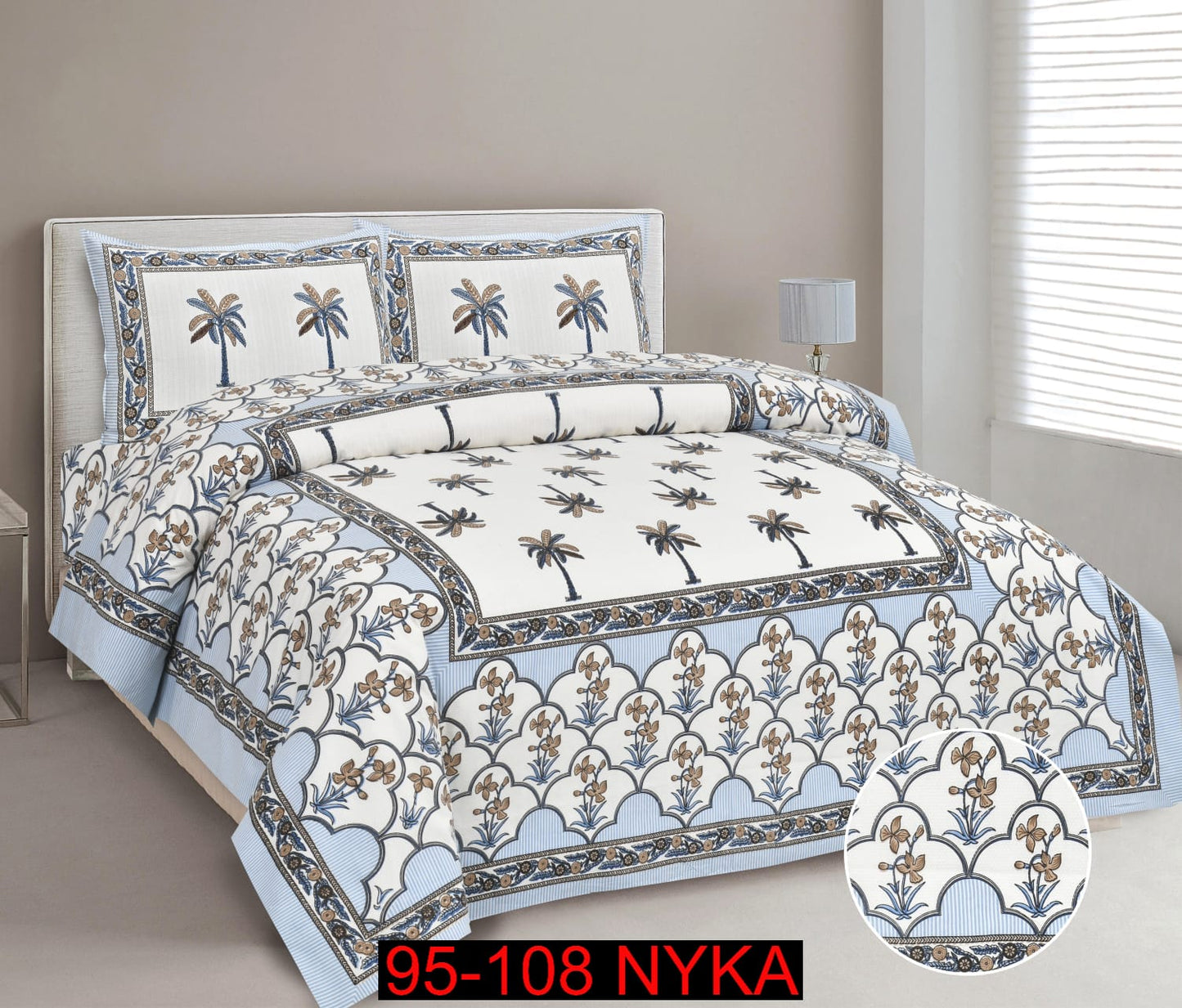 King Size Cotton-Viscose Blend Bedsheet Set with Zippered Pillow Covers (95x108 Inches)