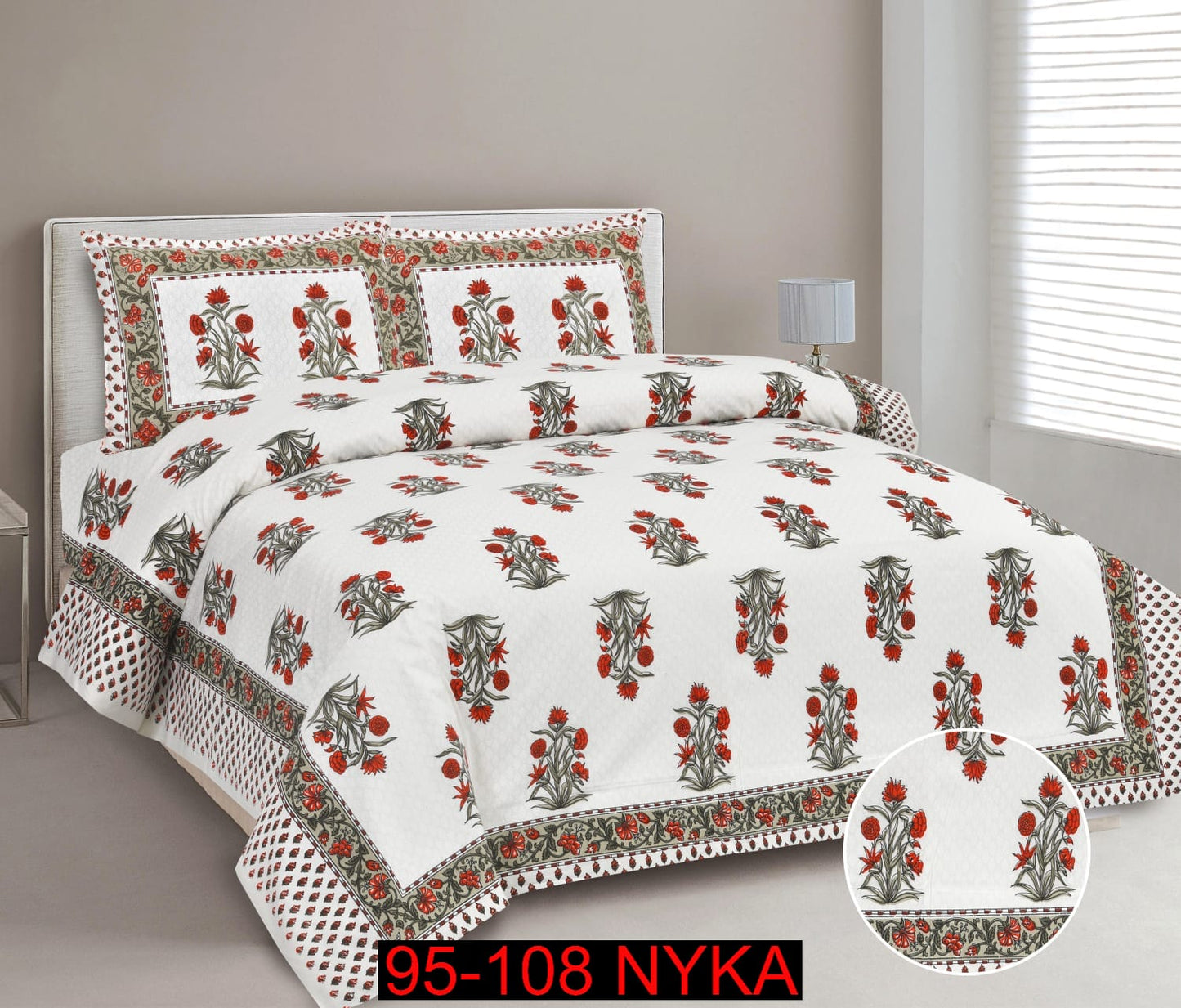 King Size Cotton-Viscose Blend Bedsheet Set with Zippered Pillow Covers (95x108 Inches)