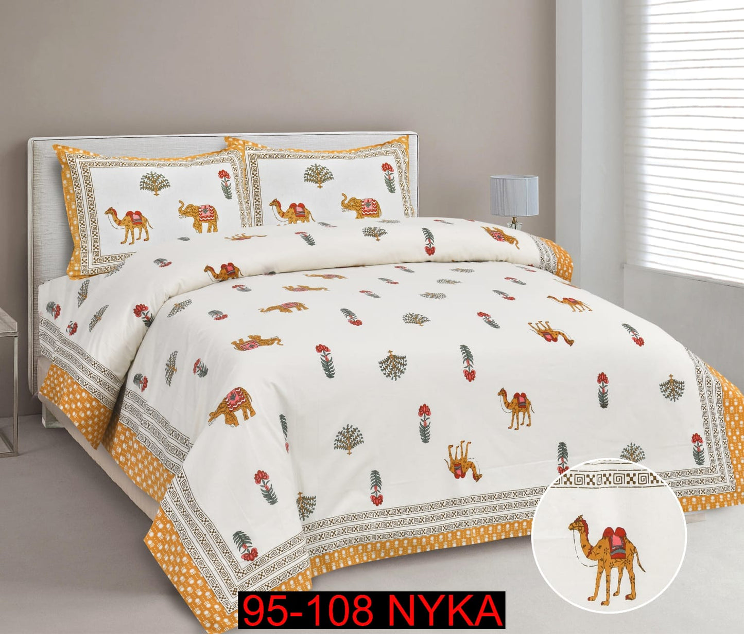 King Size Cotton-Viscose Blend Bedsheet Set with Zippered Pillow Covers (95x108 Inches)