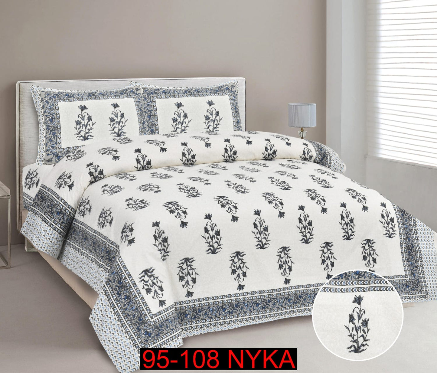 King Size Cotton-Viscose Blend Bedsheet Set with Zippered Pillow Covers (95x108 Inches)