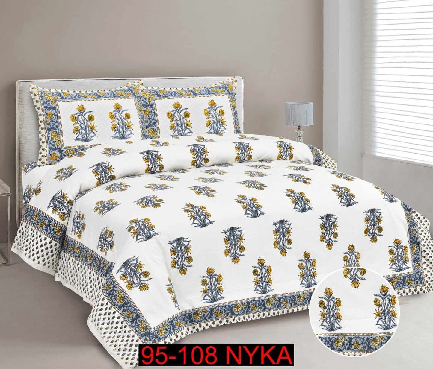 King Size Cotton-Viscose Blend Bedsheet Set with Zippered Pillow Covers (95x108 Inches)