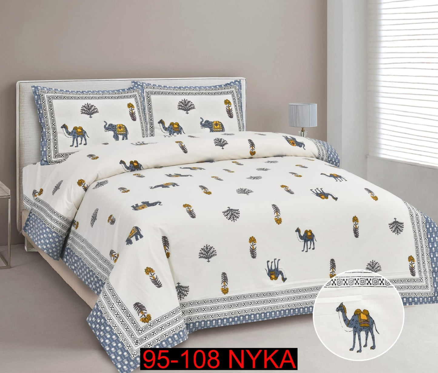 King Size Cotton-Viscose Blend Bedsheet Set with Zippered Pillow Covers (95x108 Inches)