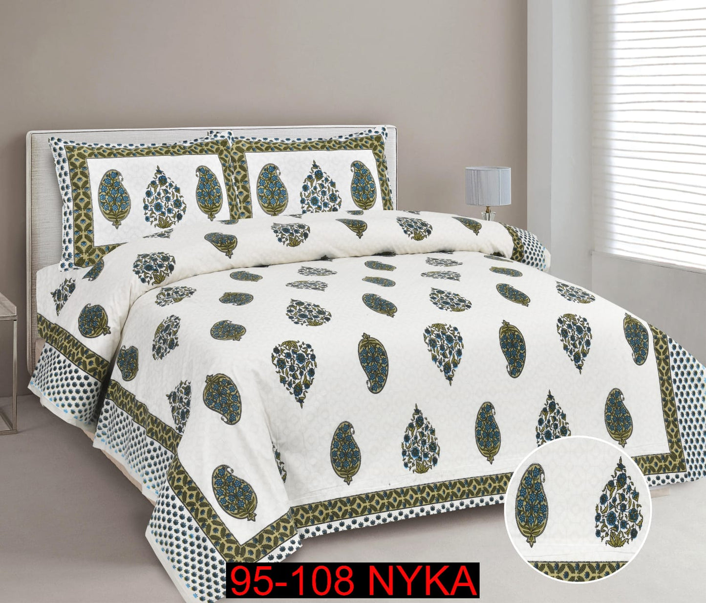 King Size Cotton-Viscose Blend Bedsheet Set with Zippered Pillow Covers (95x108 Inches)