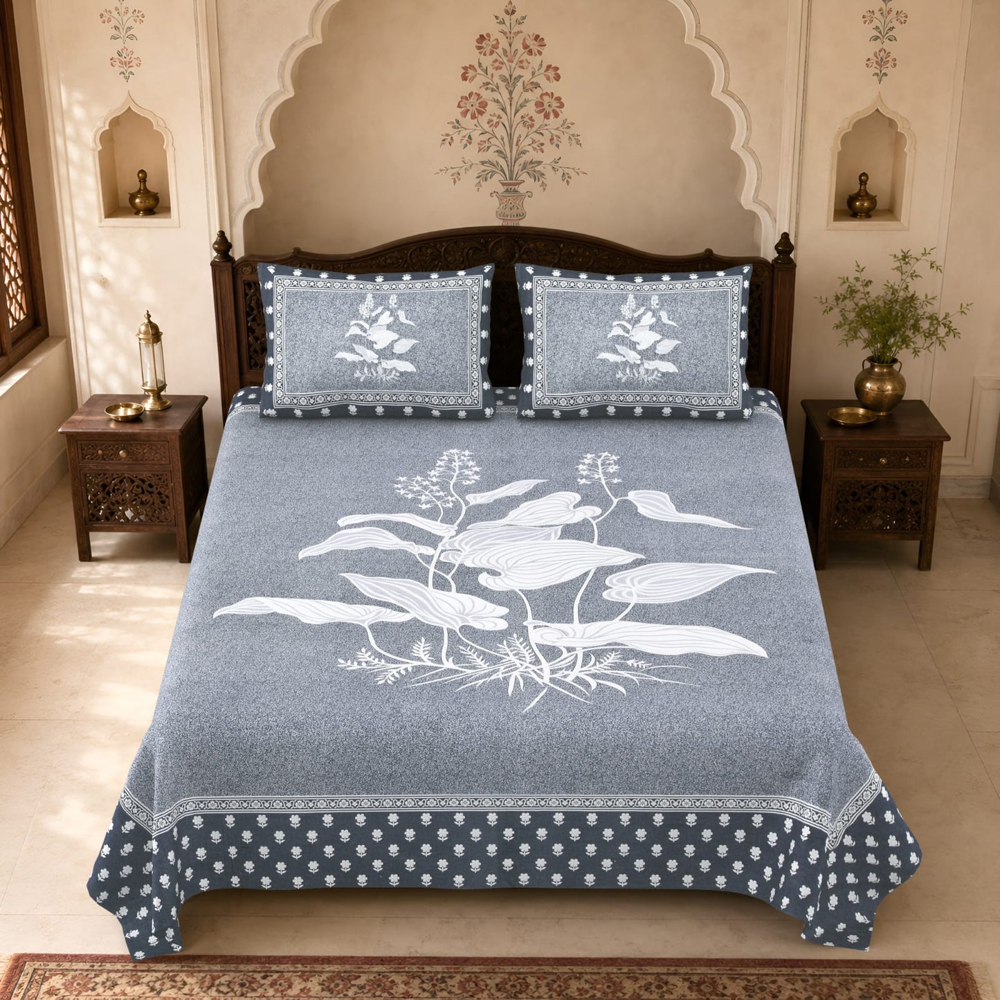 King Size Cotton Viscose Blend Bedsheet with 2 Pillow Covers (100 x 108 Inches)