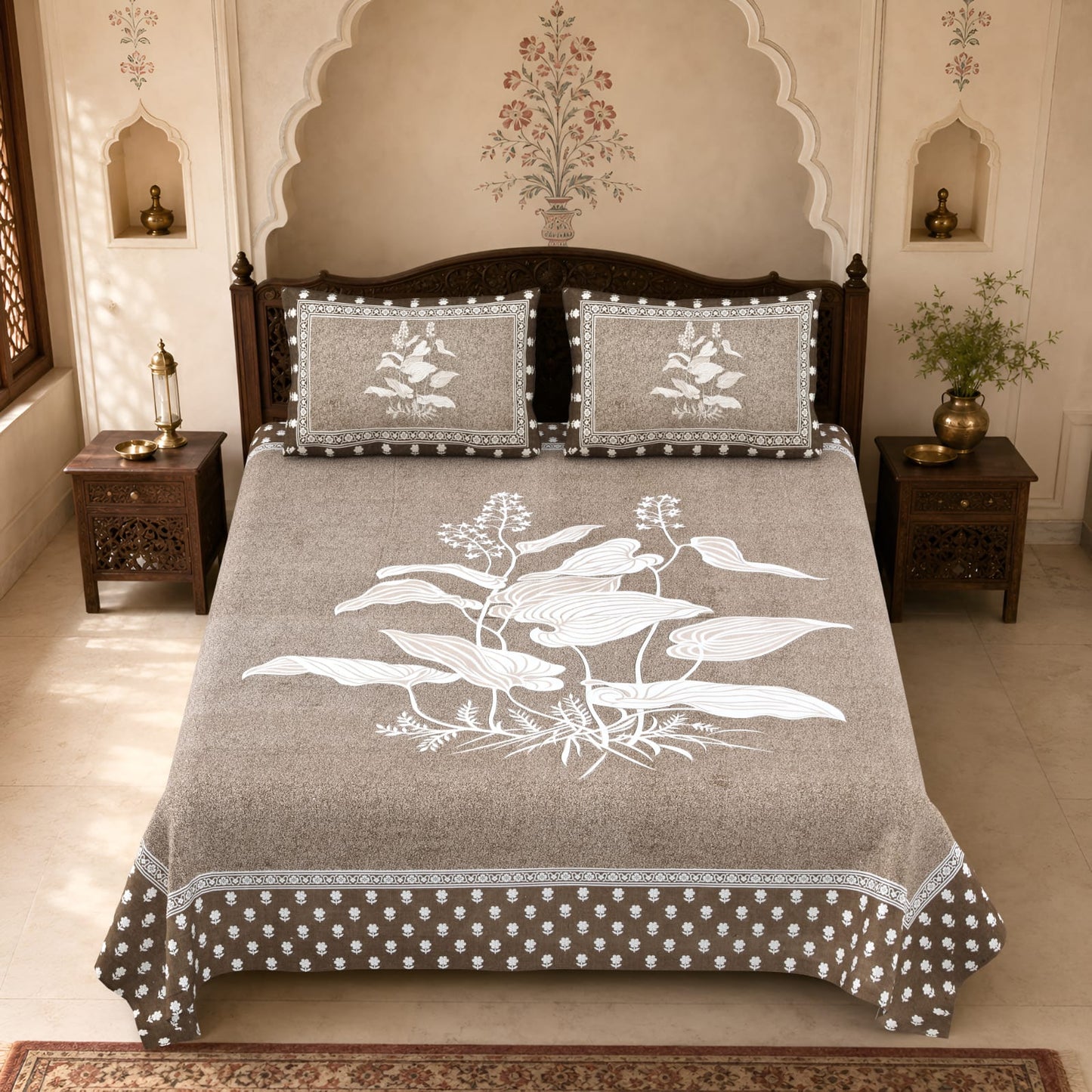 King Size Cotton Viscose Blend Bedsheet with 2 Pillow Covers (100 x 108 Inches)