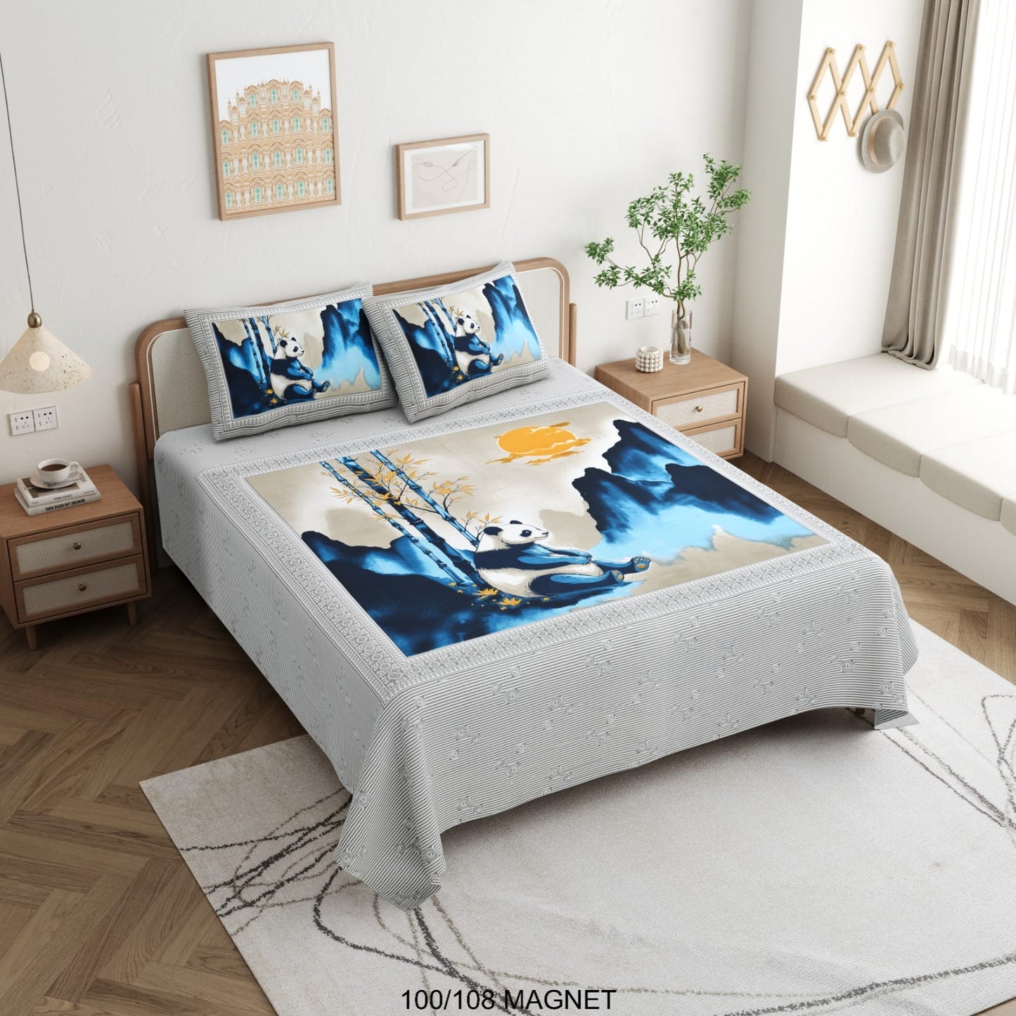 King Size Cotton Viscose Blend Bedsheet with 2 Pillow Covers (100 x 108 Inches)