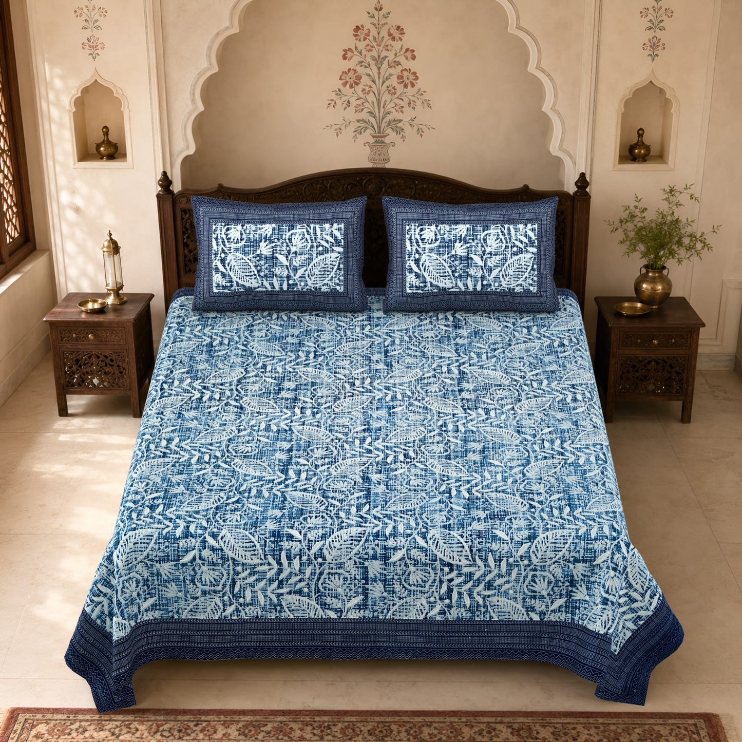 King Size Cotton Viscose Blend Bedsheet with 2 Pillow Covers (100 x 108 Inches)