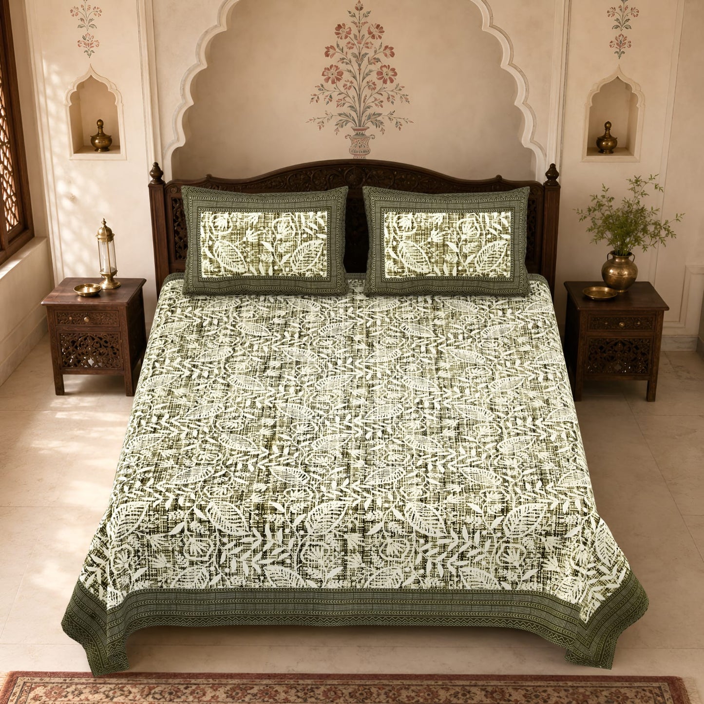 King Size Cotton Viscose Blend Bedsheet with 2 Pillow Covers (100 x 108 Inches)