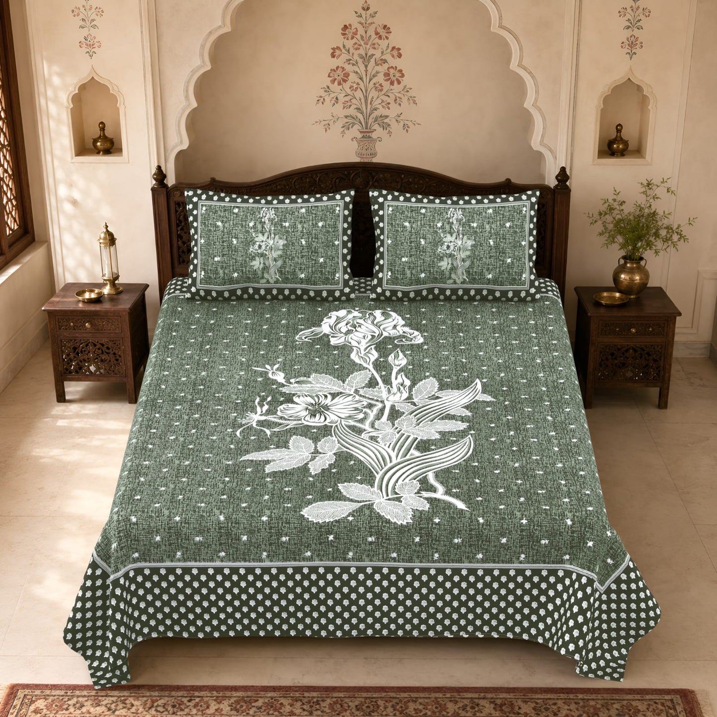 King Size Cotton Viscose Blend Bedsheet with 2 Pillow Covers (100 x 108 Inches)
