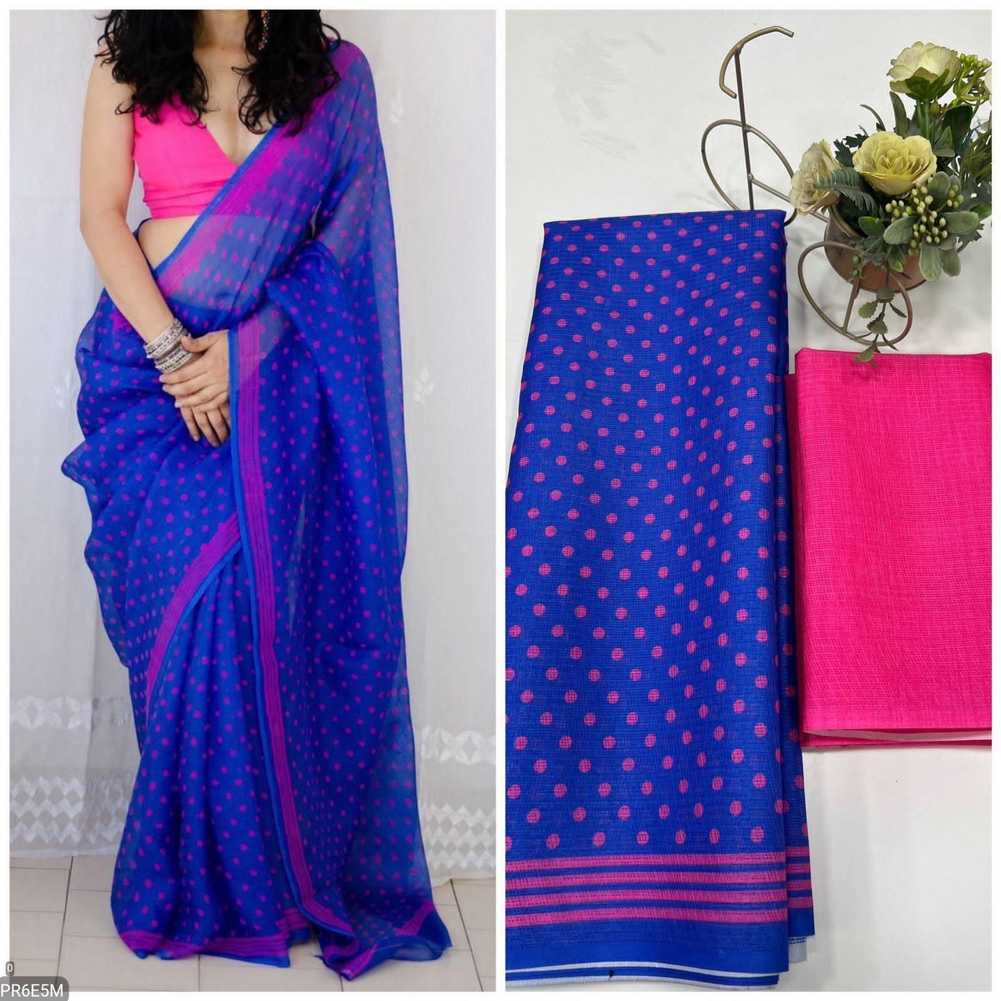 Kota Doriya Saree with Digital Print & Running Blouse