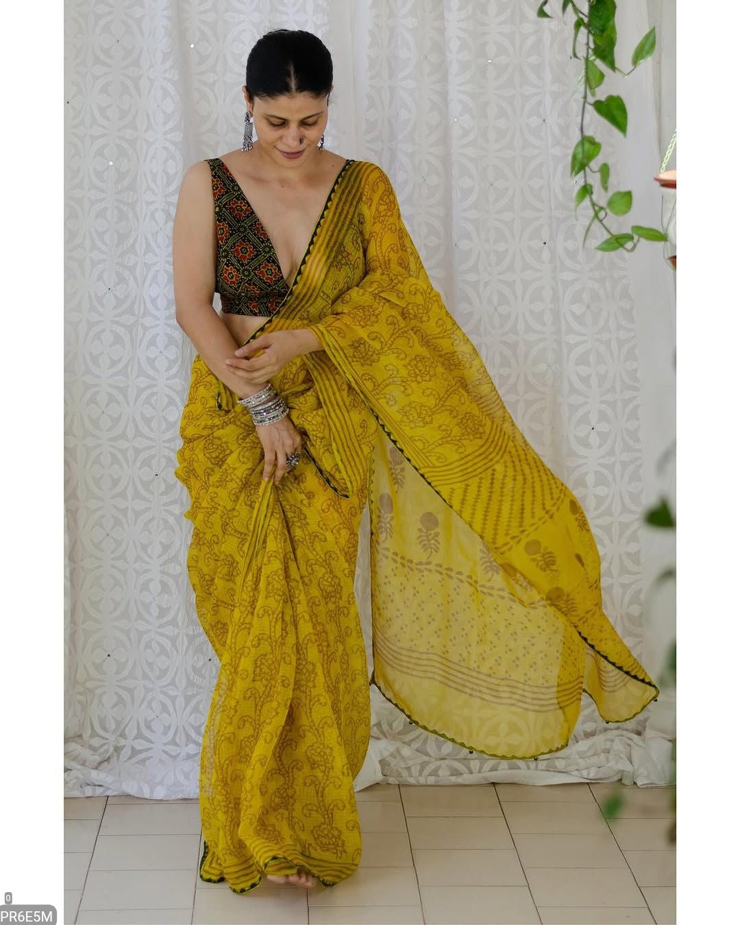 Kota Doriya Saree with Digital Print & Running Blouse