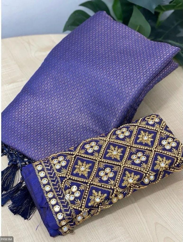 Kubera Pattu Silk Saree with Rich Pallu, Jacquard Work & 2 Blouses