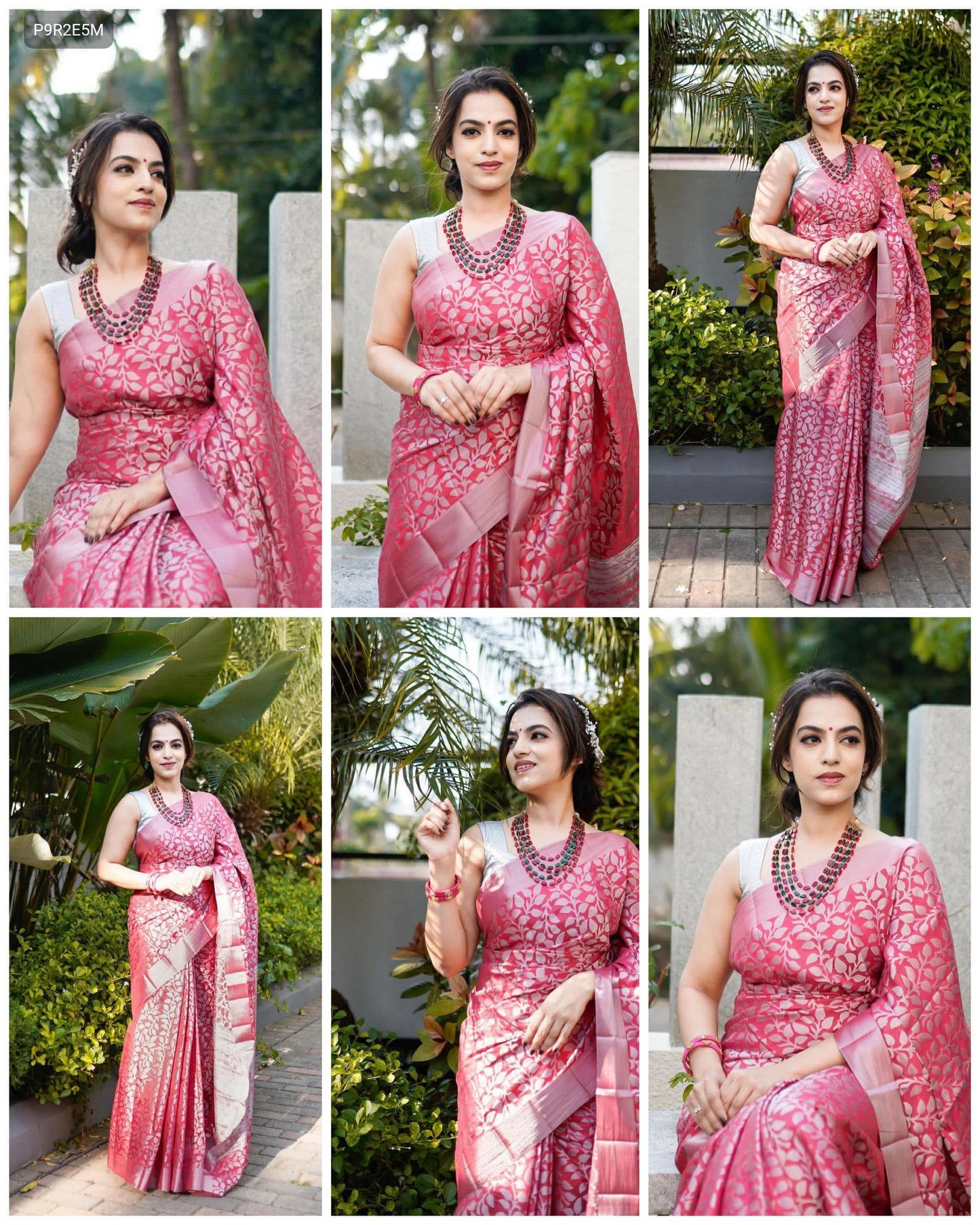 Lichi Silk Saree with Intricate Jacquard Work & Bordered Blouse