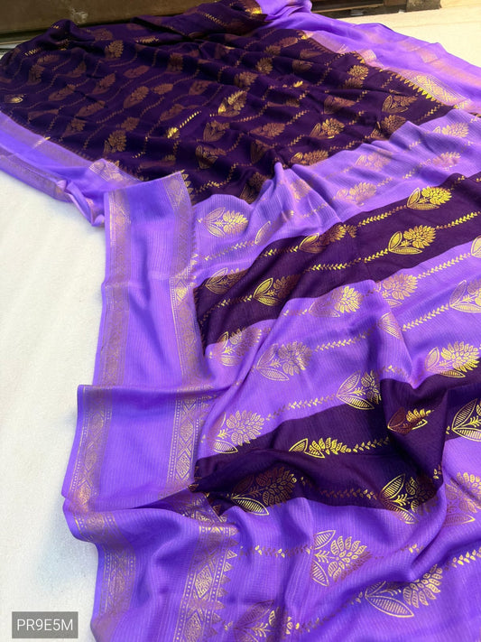 Marshmallow Fabric Foil Design Saree with Zari Weaving Border & Blouse Piece