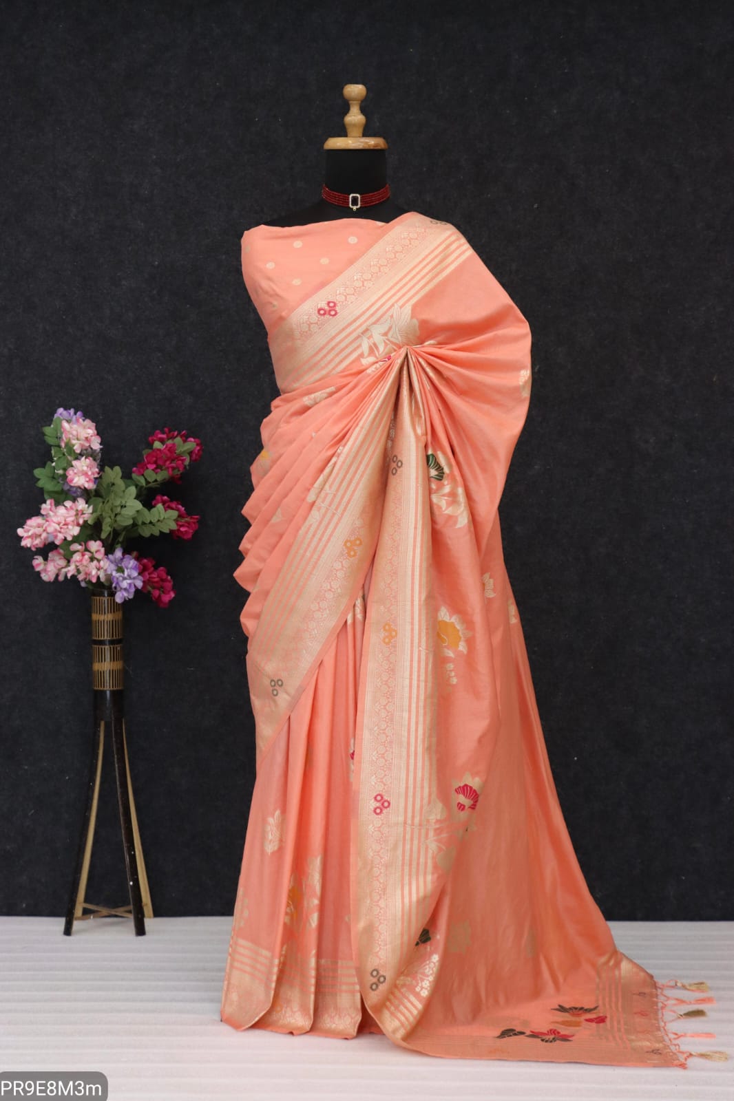 Mashlin Stapul Silk Saree with Tassel Pallu & Blouse