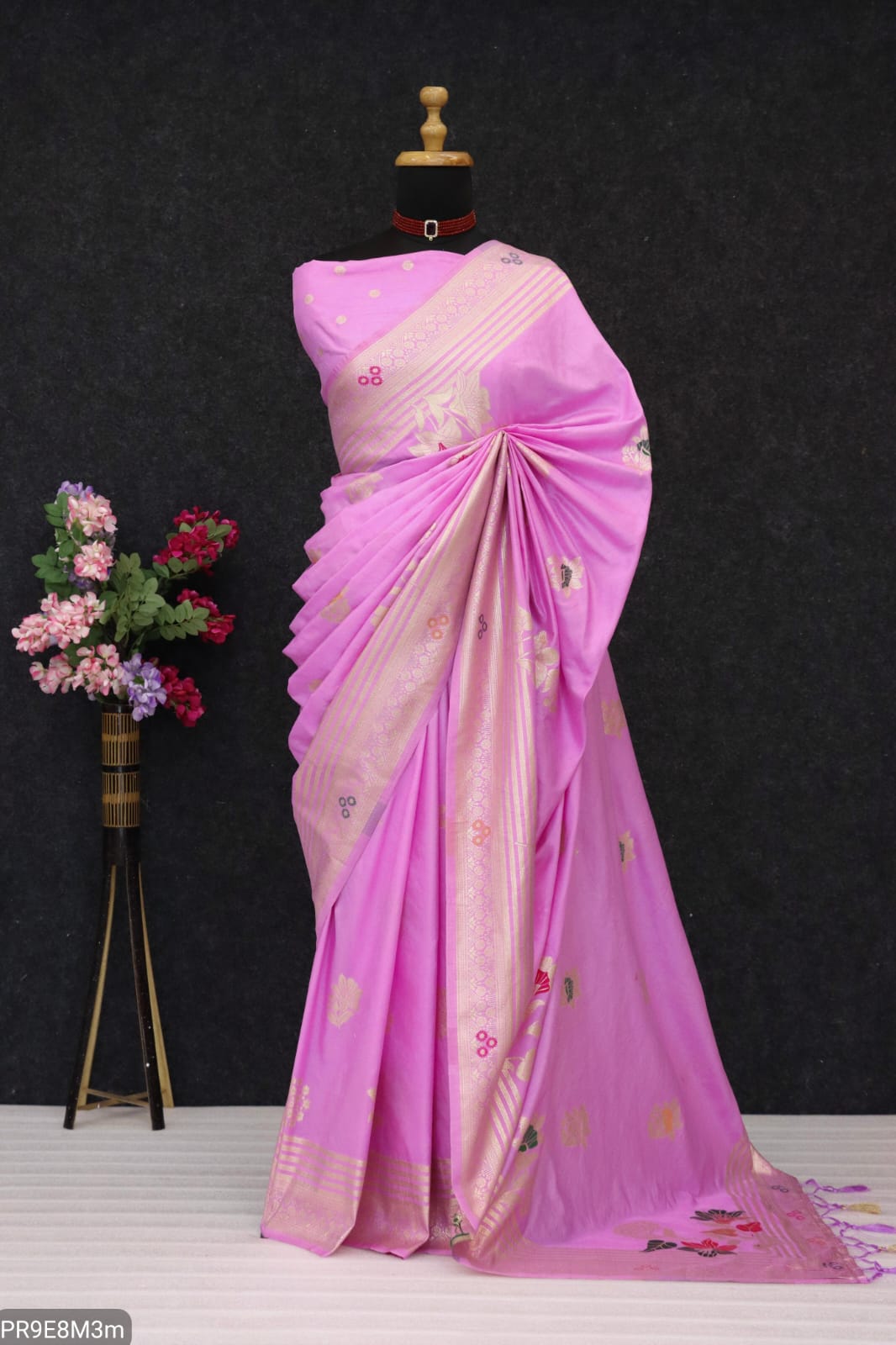 Mashlin Stapul Silk Saree with Tassel Pallu & Blouse