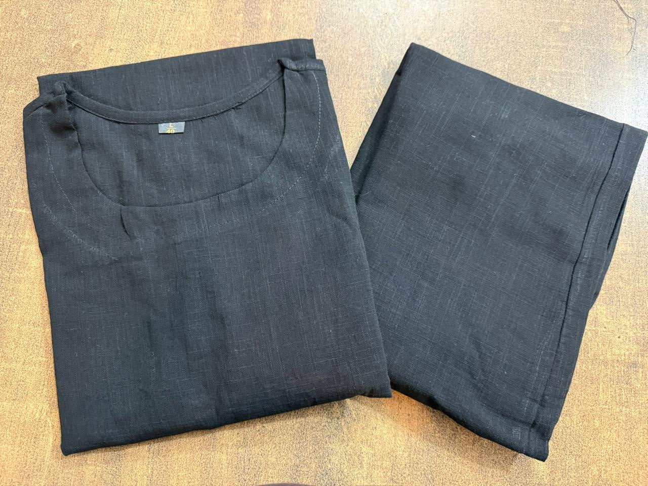 Monochrome Cotton Slub Kurta Palazzo Set for Women