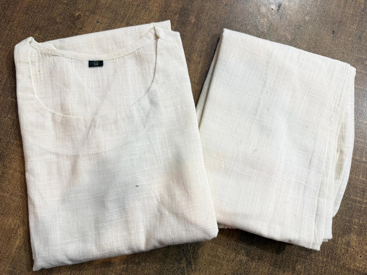 Monochrome Cotton Slub Kurta Palazzo Set for Women