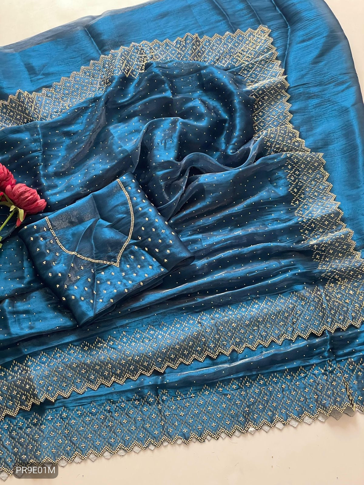 Morpeach Jamli Jimmy Chu Saree with Zarkhan & Diamond Work