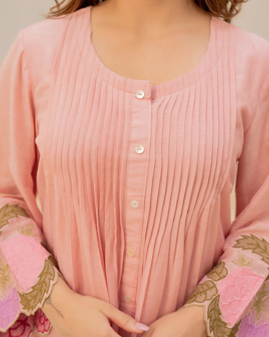 Mul Chanderi Embroidered Co-Ord Set with Cotton Lining