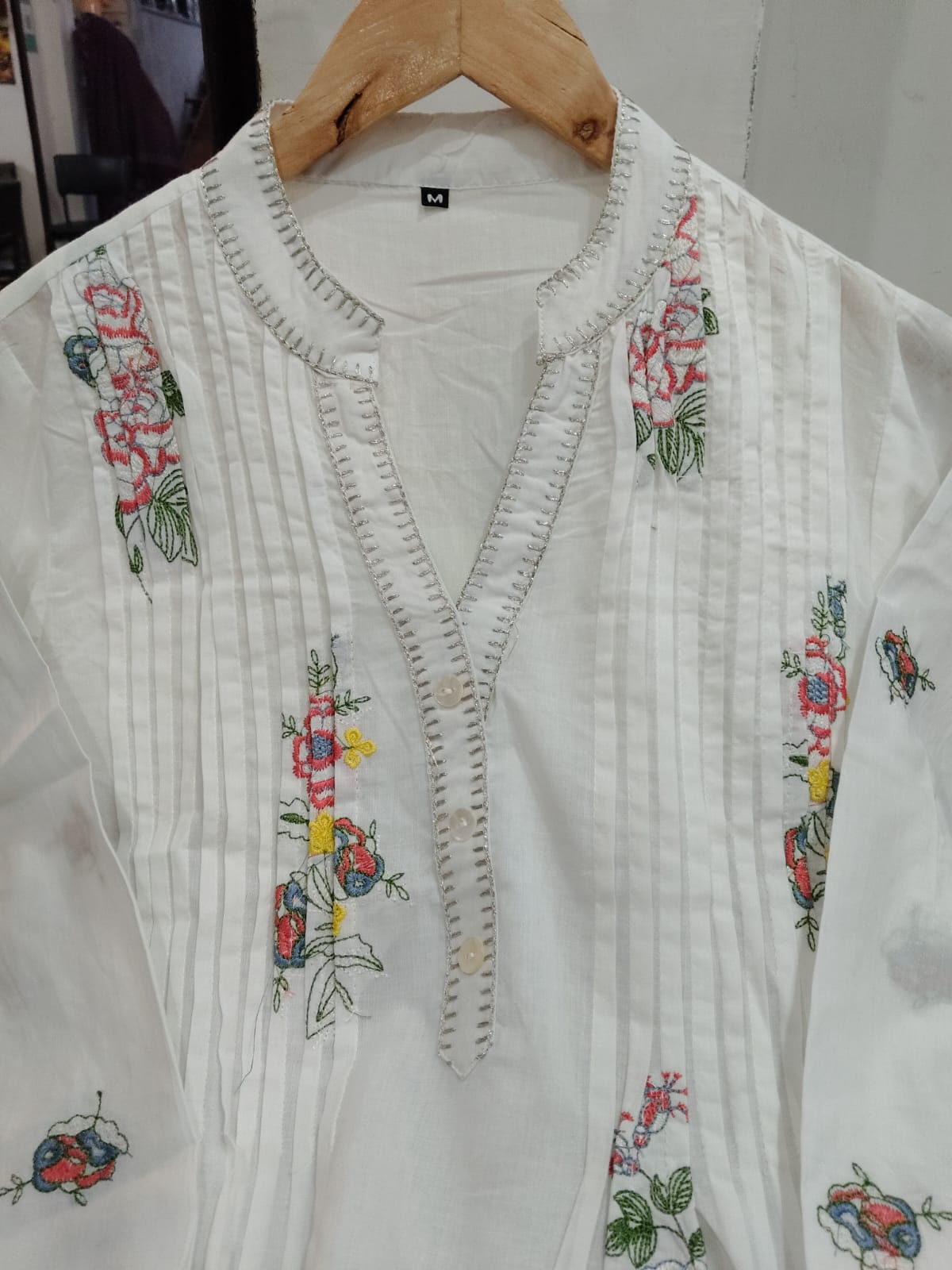 Mul Mul Cotton A-line Kurta Set with Plazo