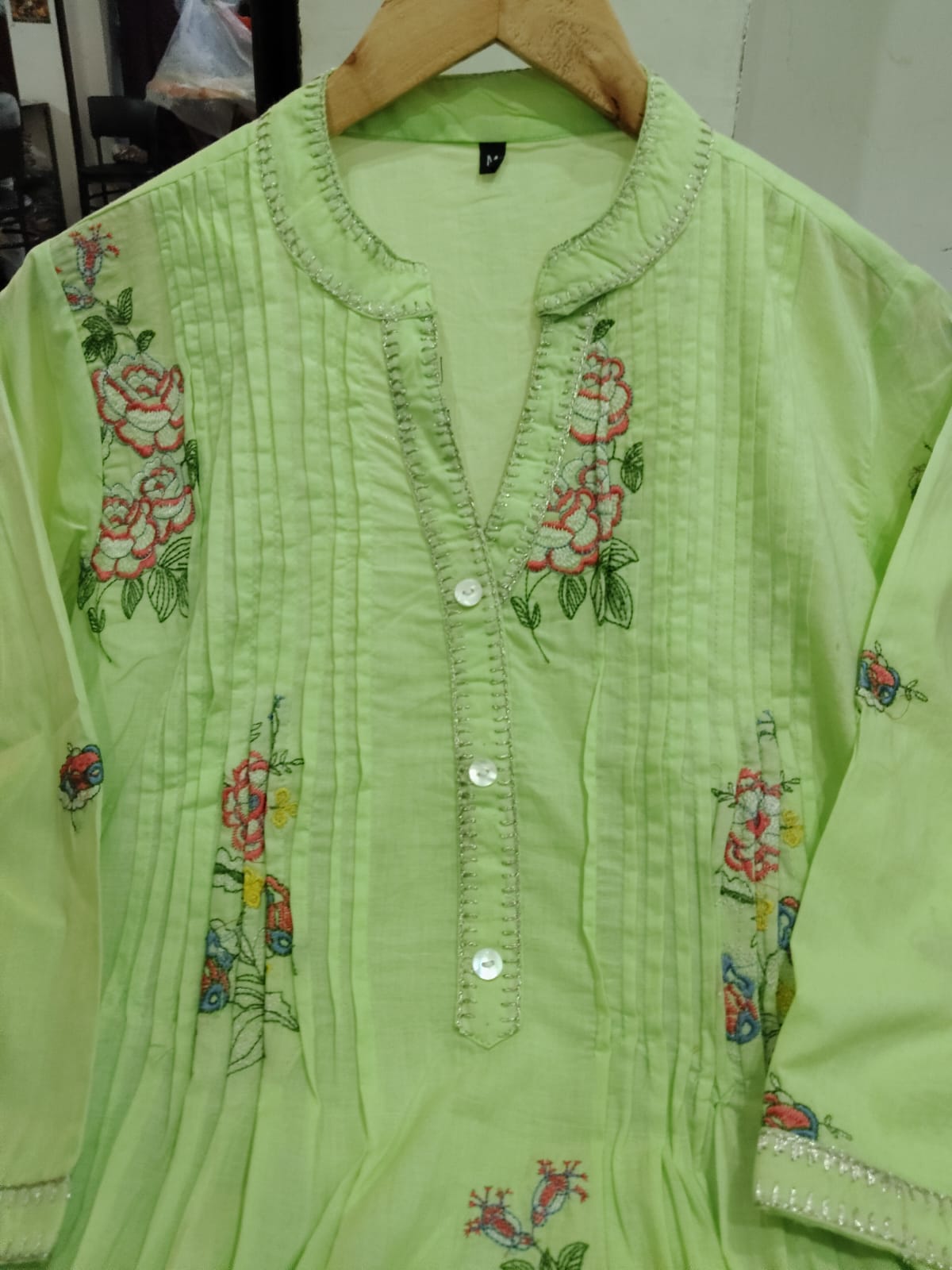 Mul Mul Cotton A-line Kurta Set with Plazo