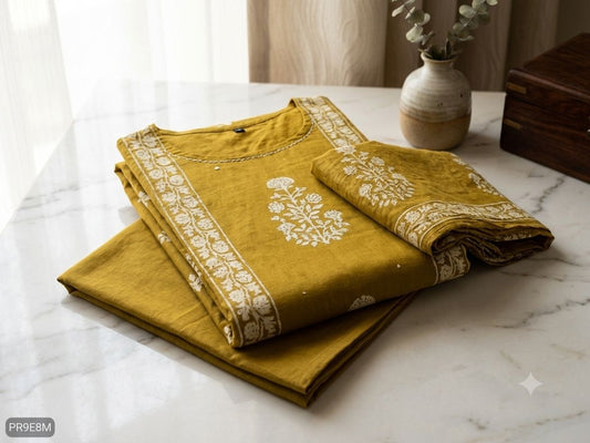 Mul Mul Cotton Kurti Pant Dupatta 3 Piece Set for Women