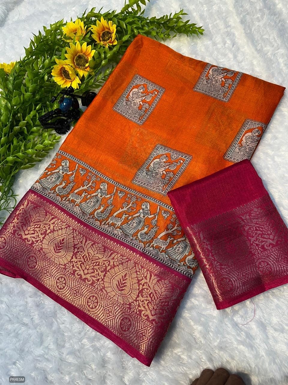 Mysore Silk Saree with Weaving & Blouse Piece
