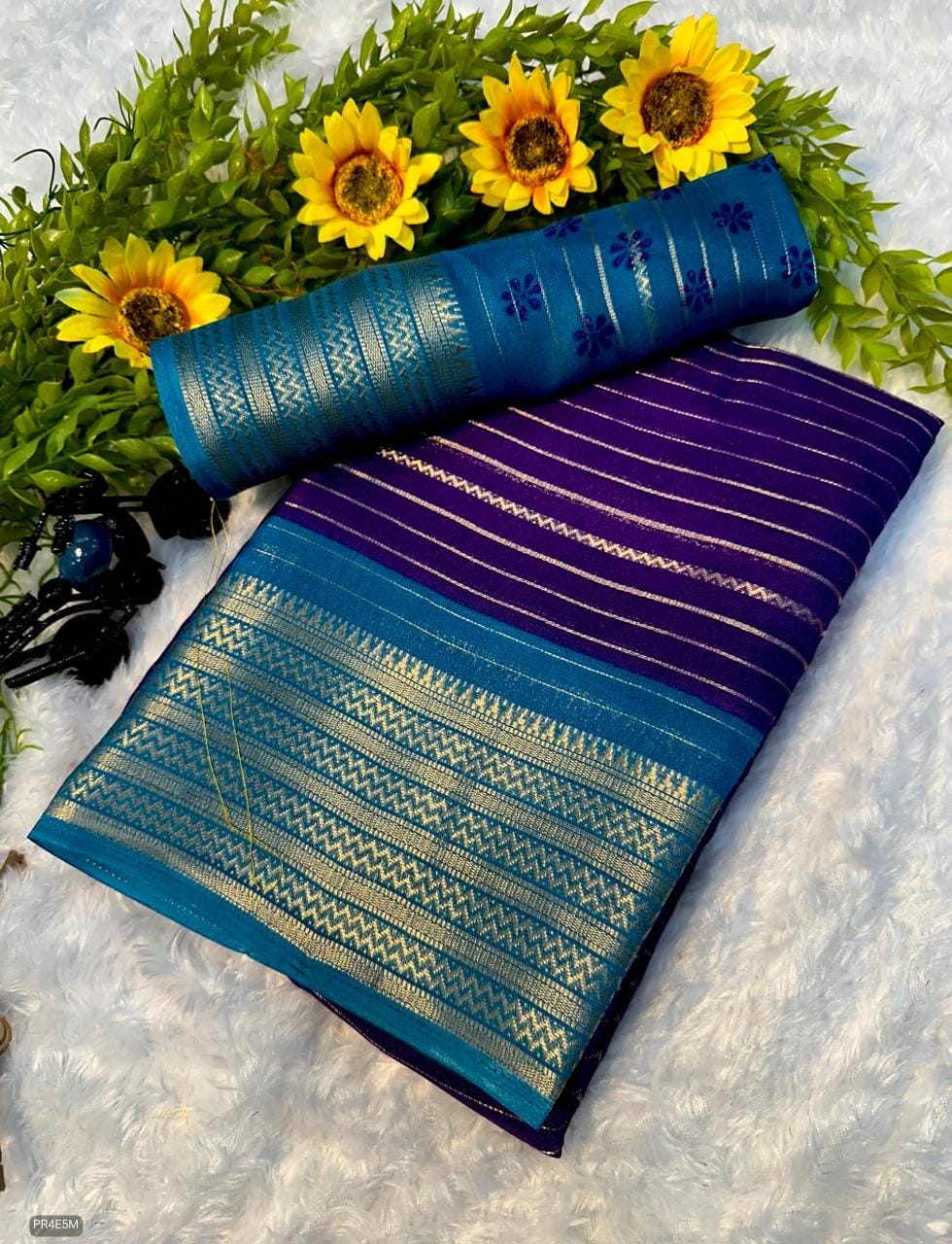 Mysore Silk Saree with Weaving & Blouse Piece