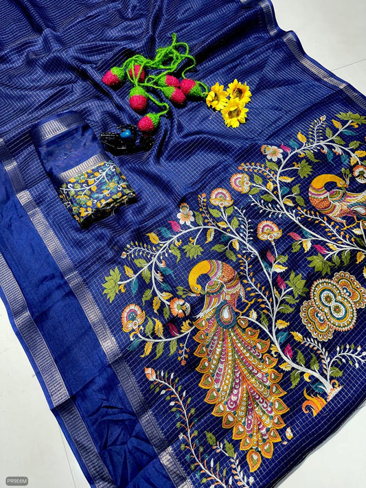 Mysore Silk Saree with Weaving & Two-Tone Border