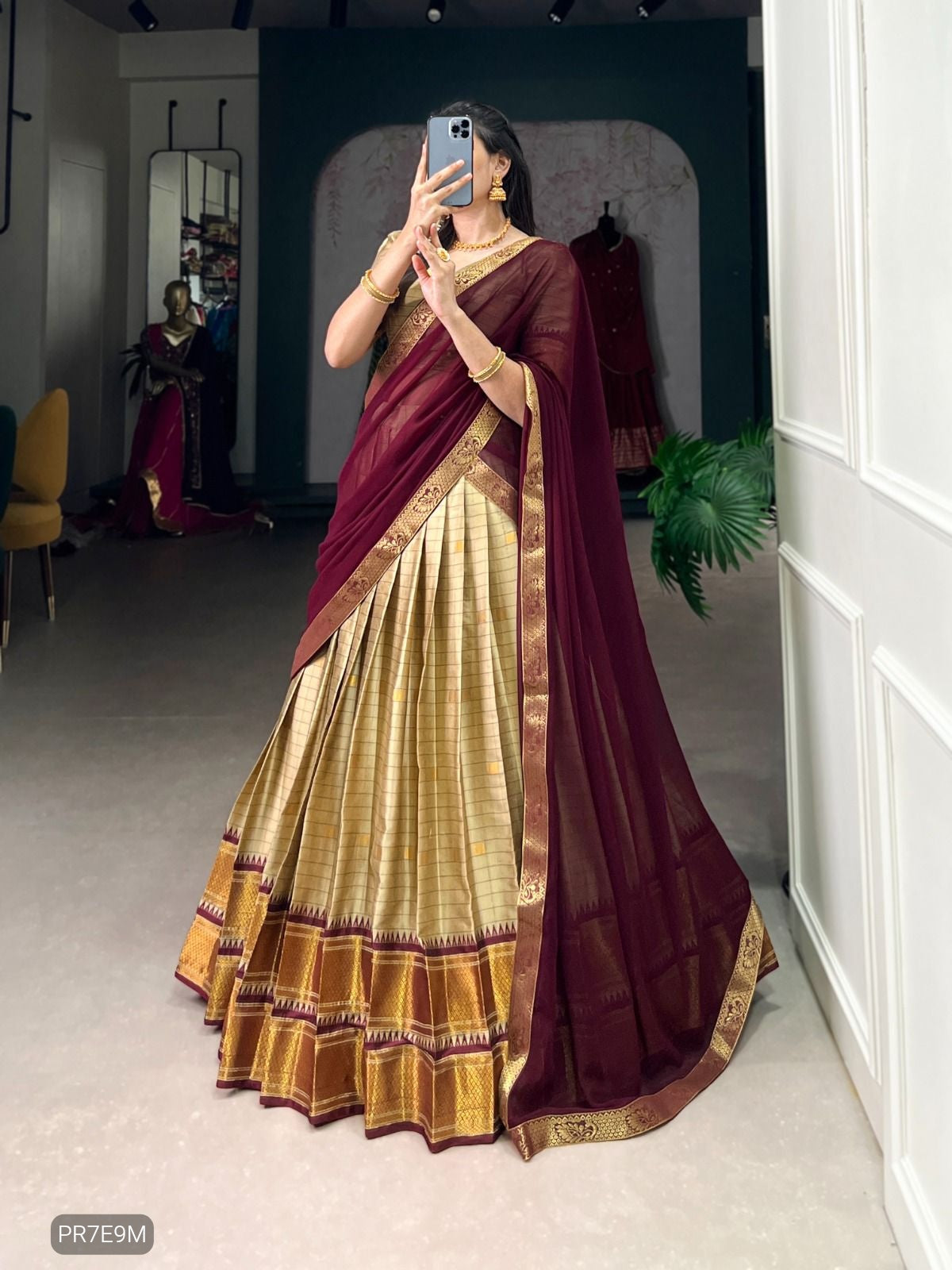 Paithani Cotton Silk Lehenga Set with Weaving Work & Georgette Dupatta