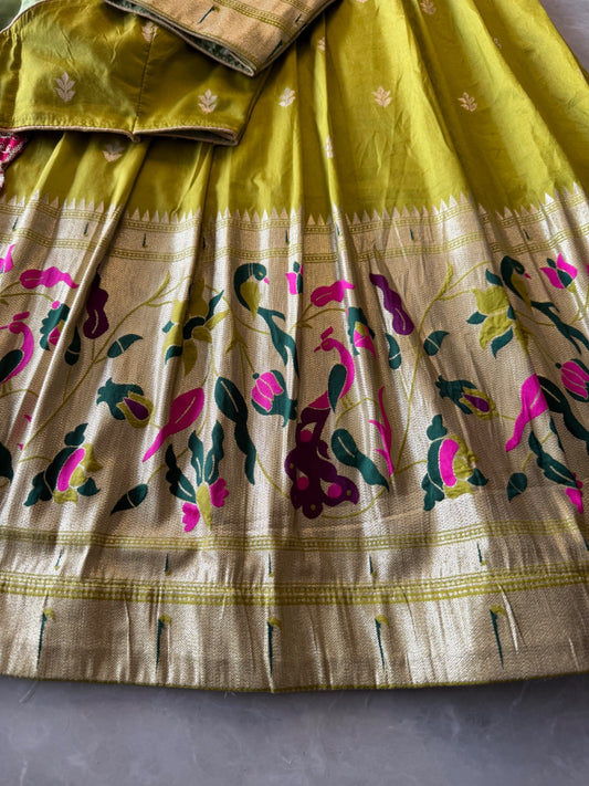 Paithani Hafsaree Lehenga in Dola Silk with Paithani Weaving