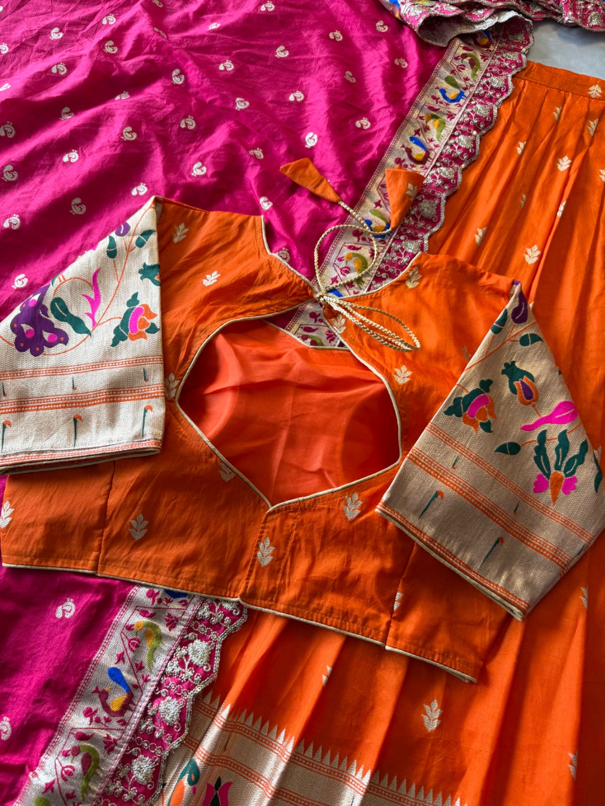Paithani Hafsaree Lehenga in Dola Silk with Paithani Weaving
