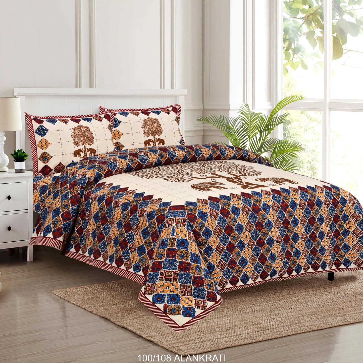 Cotton Bedsheet Set with Pillow Covers (100x108 Inches)