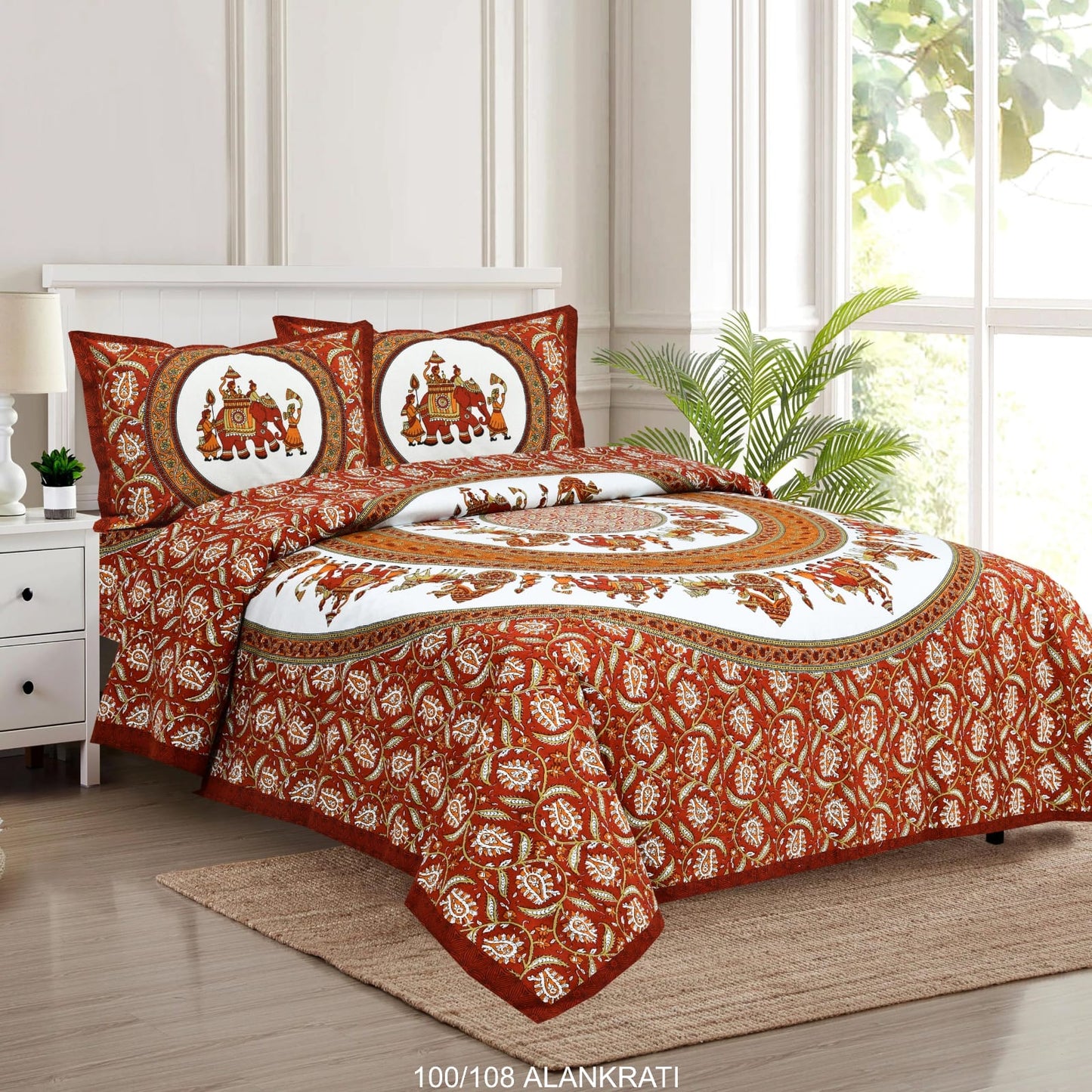 Cotton Bedsheet Set with Pillow Covers (100x108 Inches)