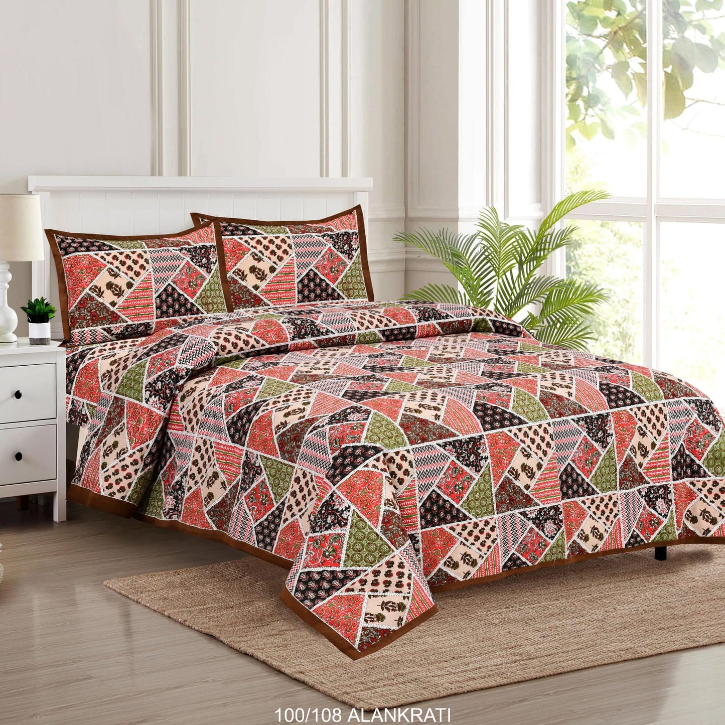 Cotton Bedsheet Set with Pillow Covers (100x108 Inches)