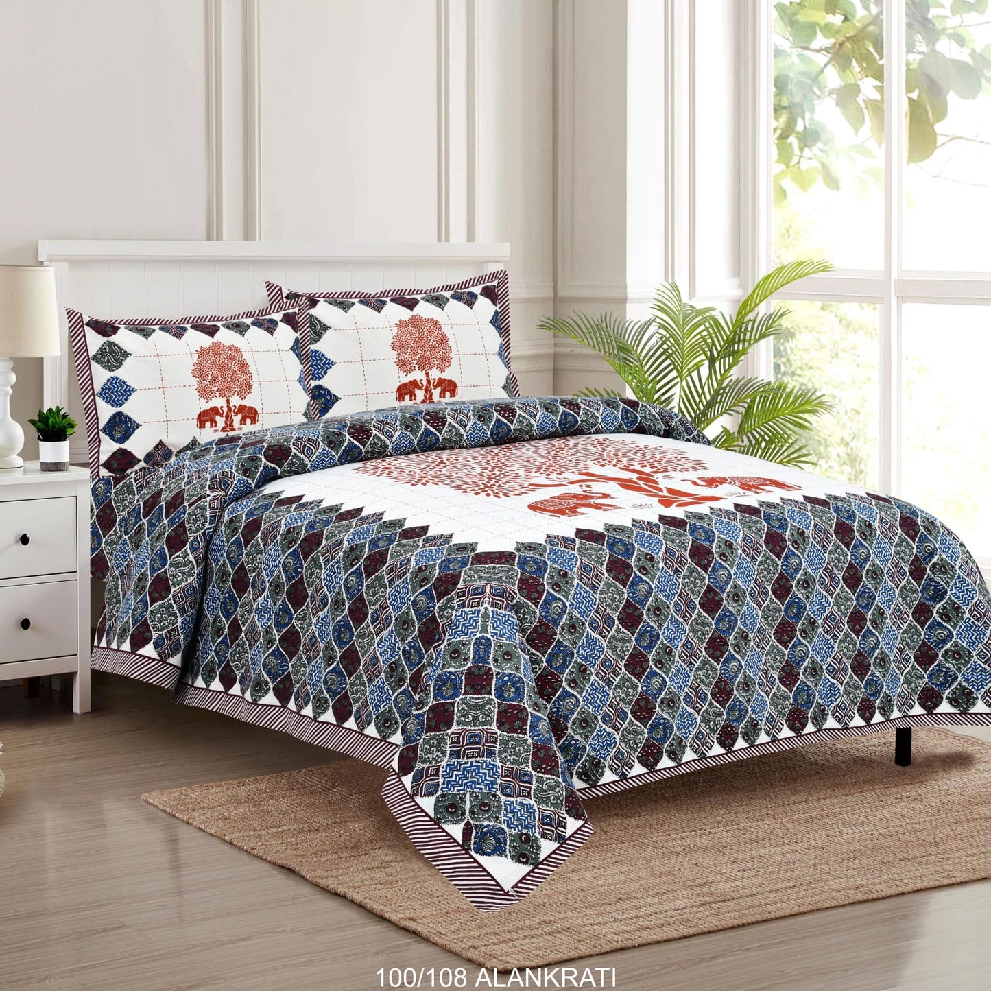 Cotton Bedsheet Set with Pillow Covers (100x108 Inches)