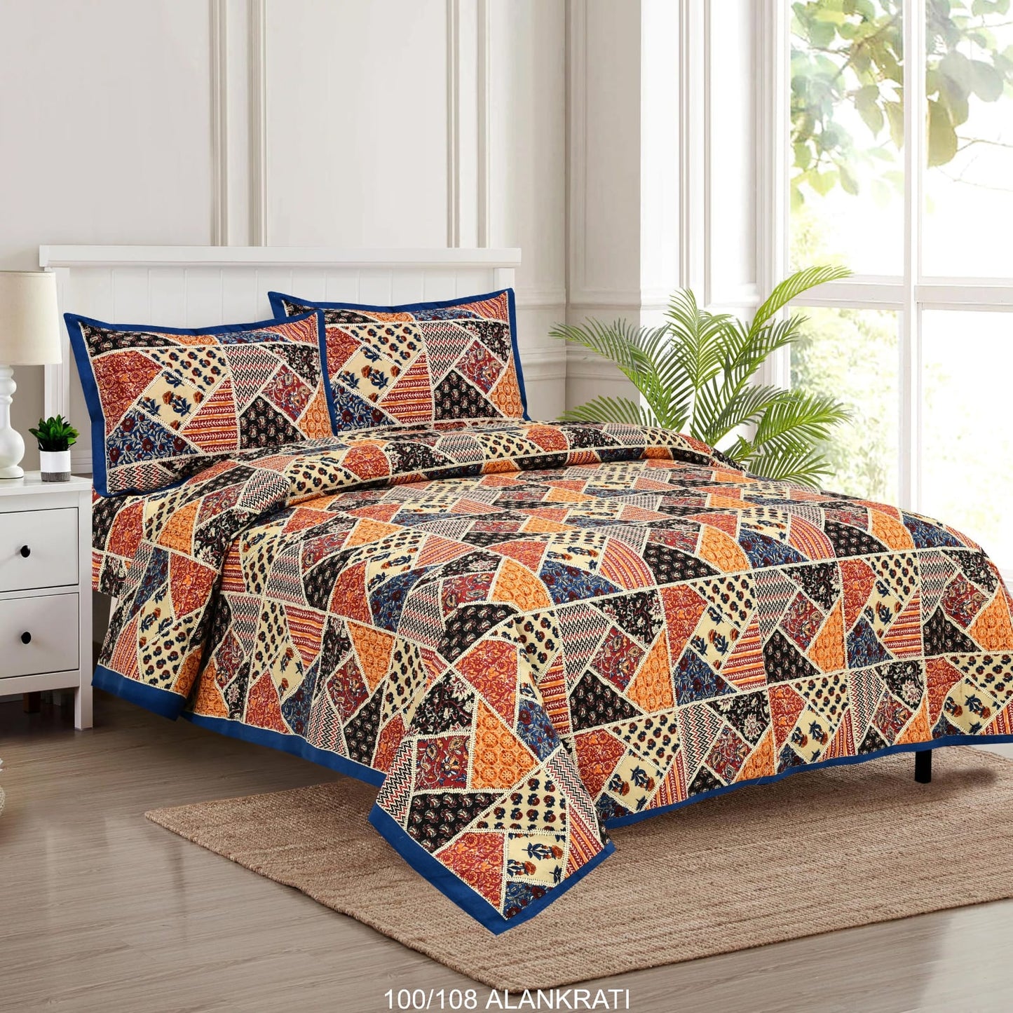 Cotton Bedsheet Set with Pillow Covers (100x108 Inches)