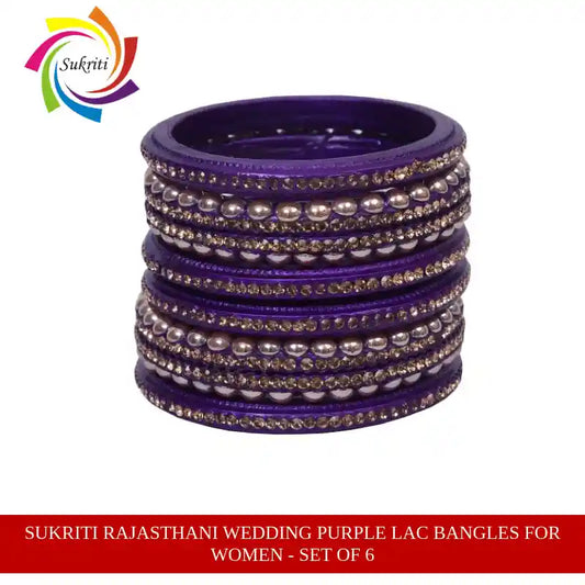 Sukriti Rajasthani Wedding Purple Lac Bangles for Women - Set of 6 by@Outfy