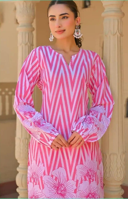 Printed 60x60 Cotton Co-ord Set with Sequence & Moti Work