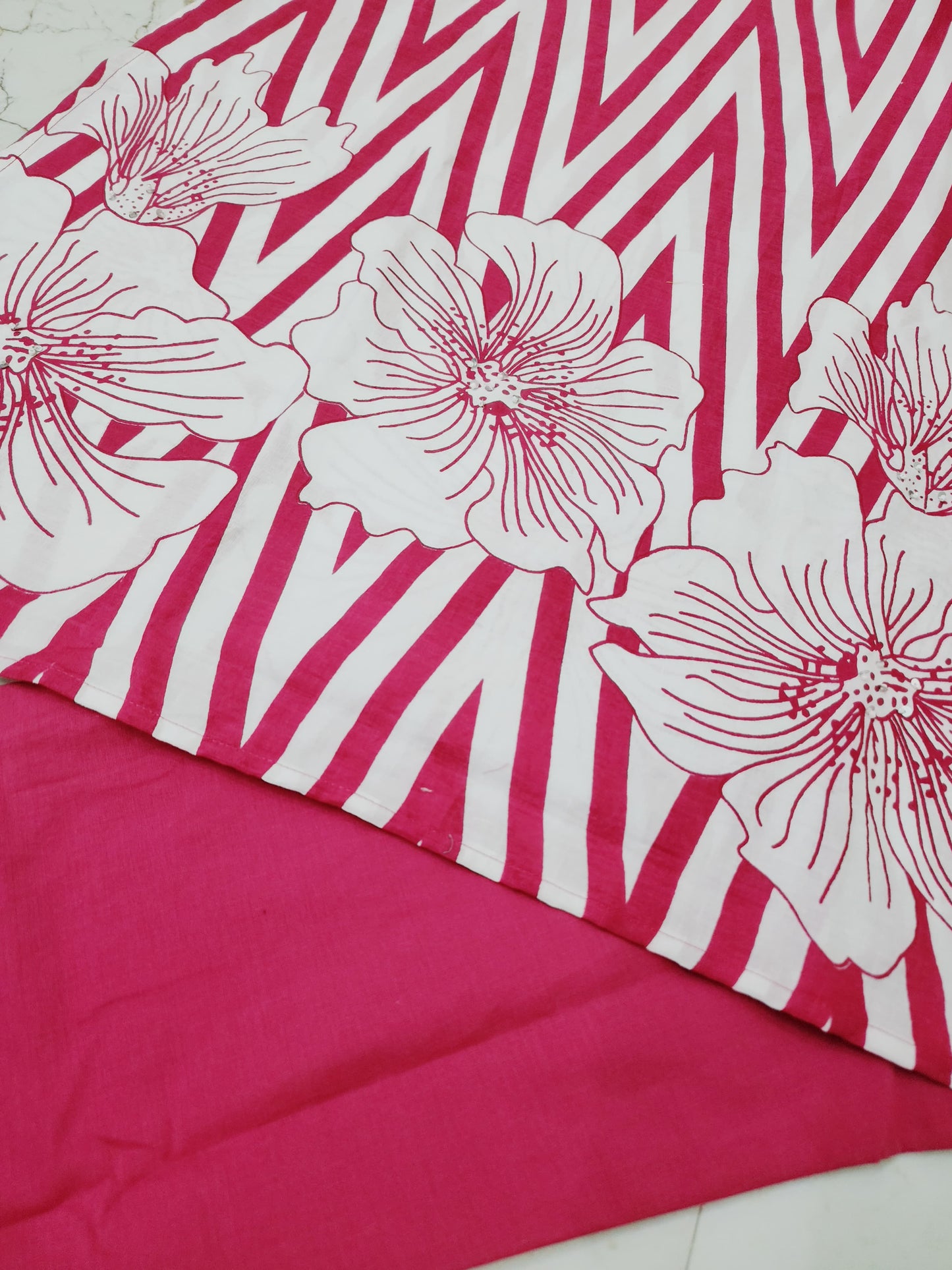 Printed 60x60 Cotton Co-ord Set with Sequence & Moti Work