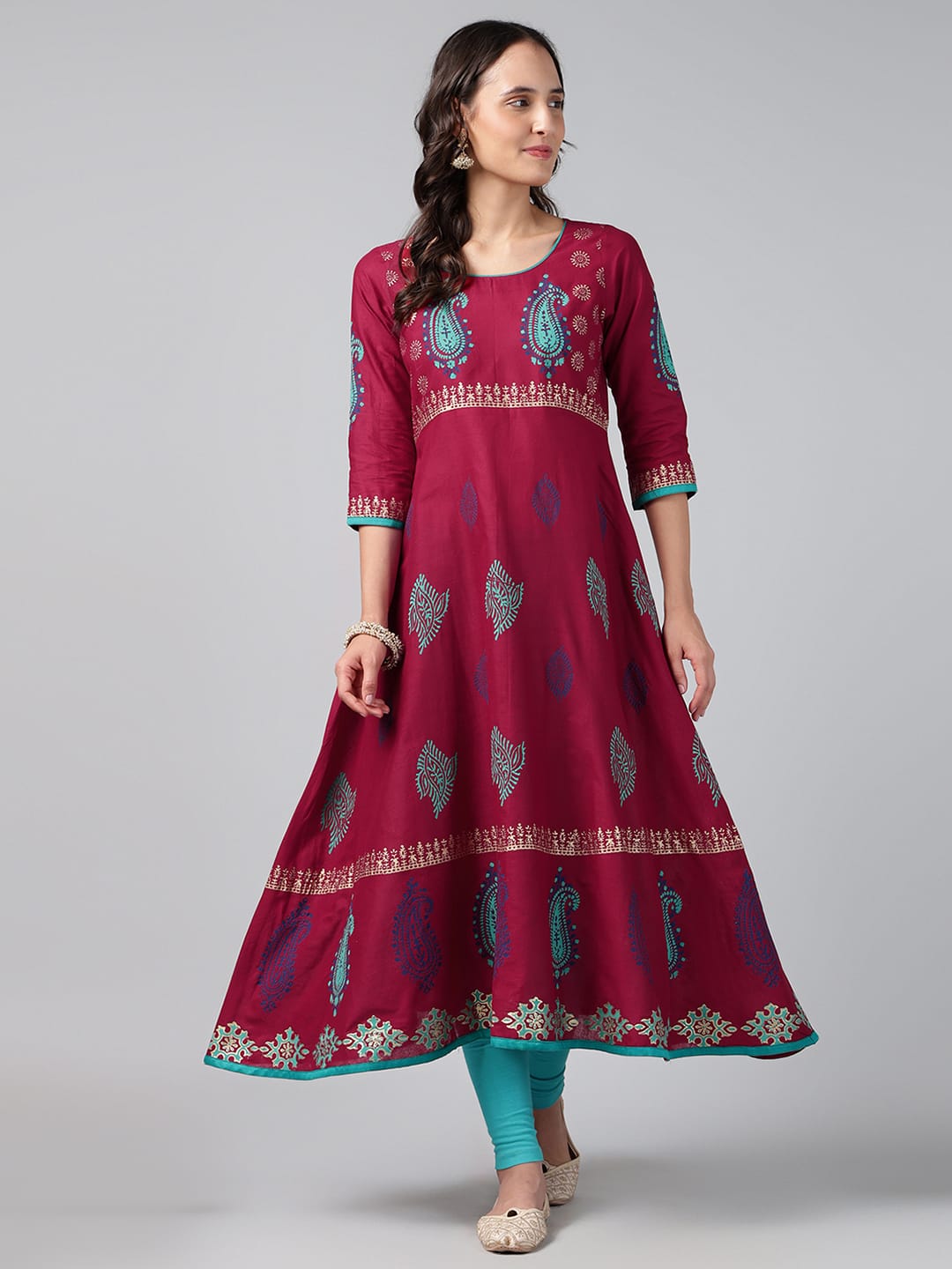 Printed Cotton Anarkali Kurta | 48 Inch Flared