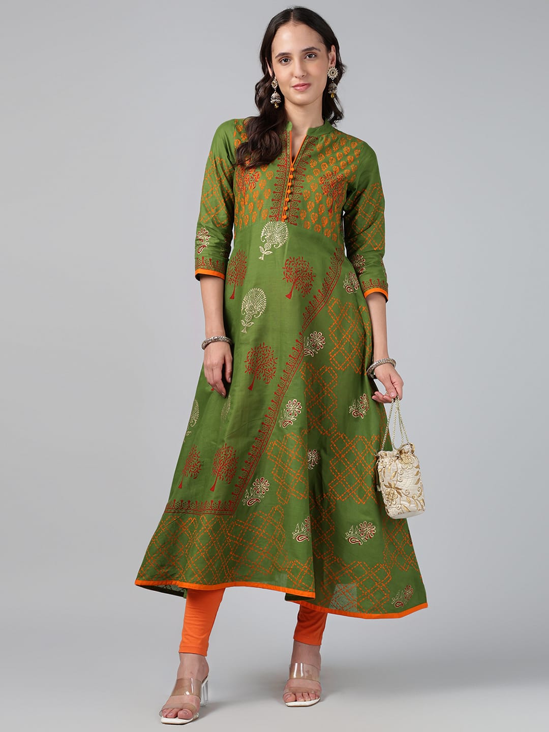 Printed Cotton Anarkali Kurta | 48 Inch Flared