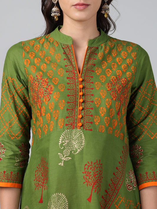 Printed Cotton Anarkali Kurta for Women