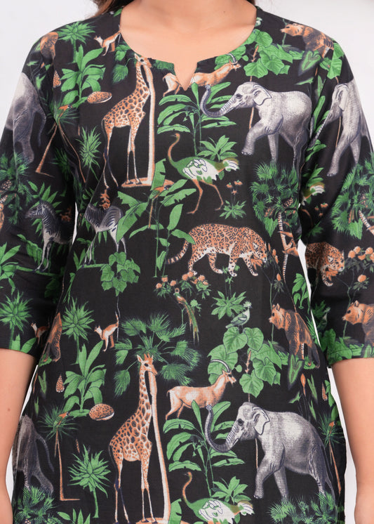 Printed Cotton Cord Set with Straight-Fit Pant & Short Kurti