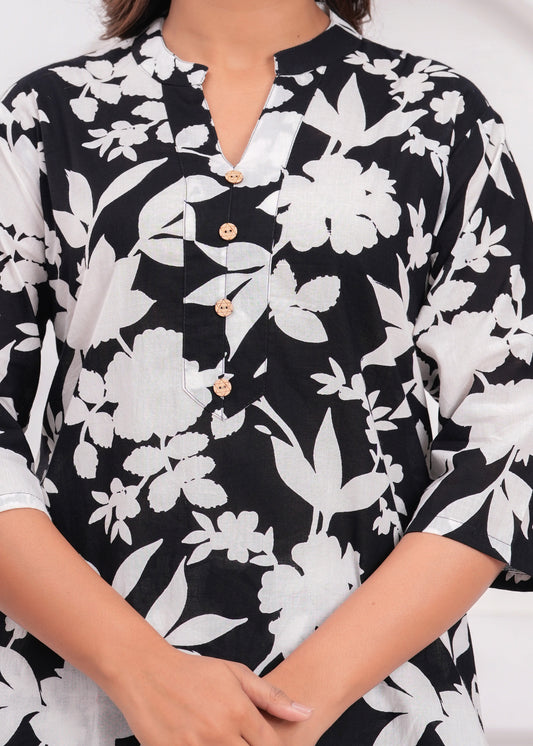 Printed Cotton Cord Set with Straight-Fit Pant & Short Kurti