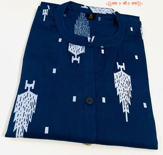 Printed Cotton Straight Kurti - 42 Inch Length